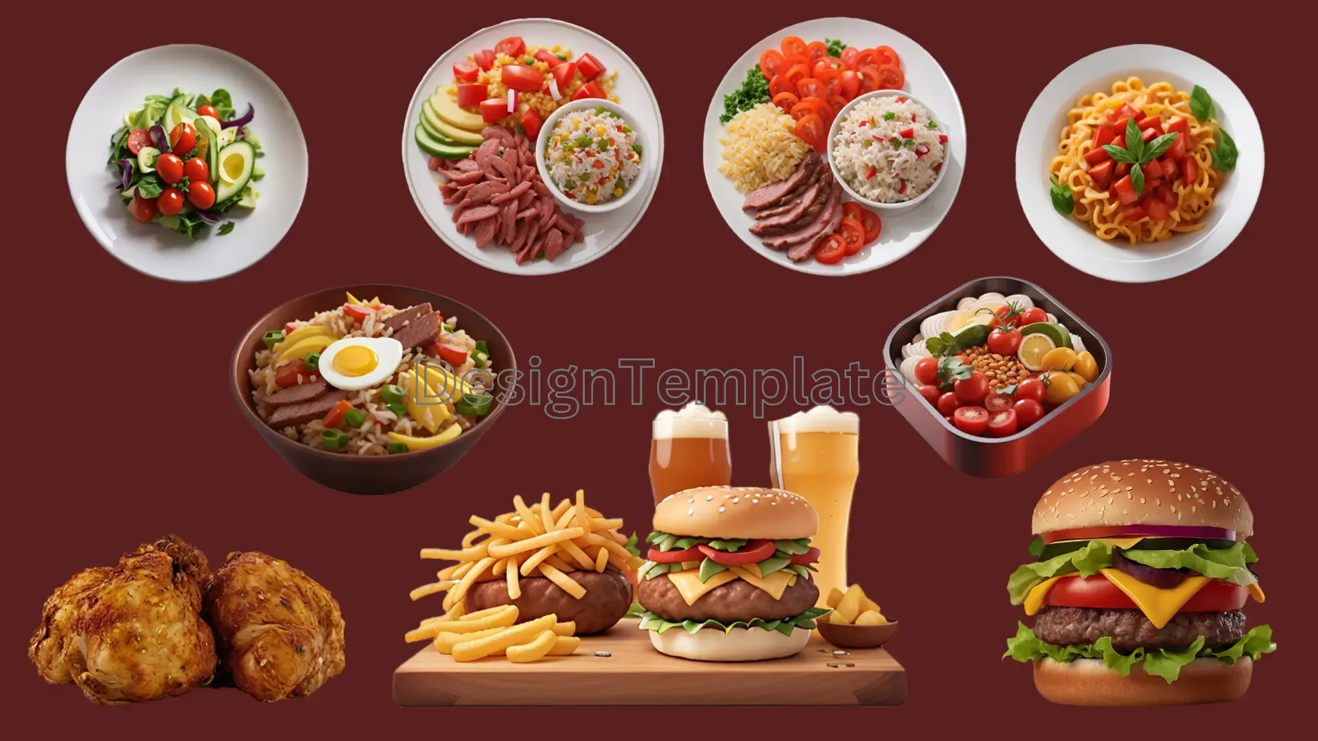 Trendy Fast Food 3D Elements Pack